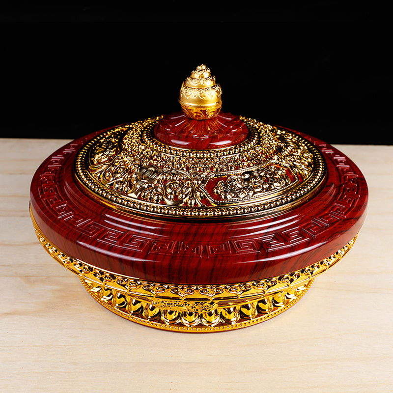 Tibetan Eight Auspicious Resin  Plate Living Room Bag Lid Fruit Box