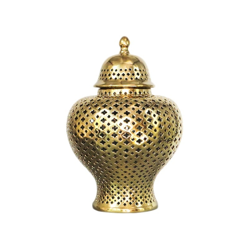 Gold-plated Silver-white Hollowed Out General Jar Decoration