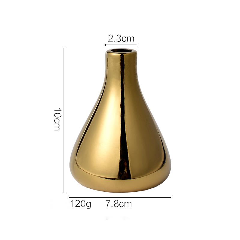 Nordic Style Ins light Luxury Golden Ceramic Small Vase