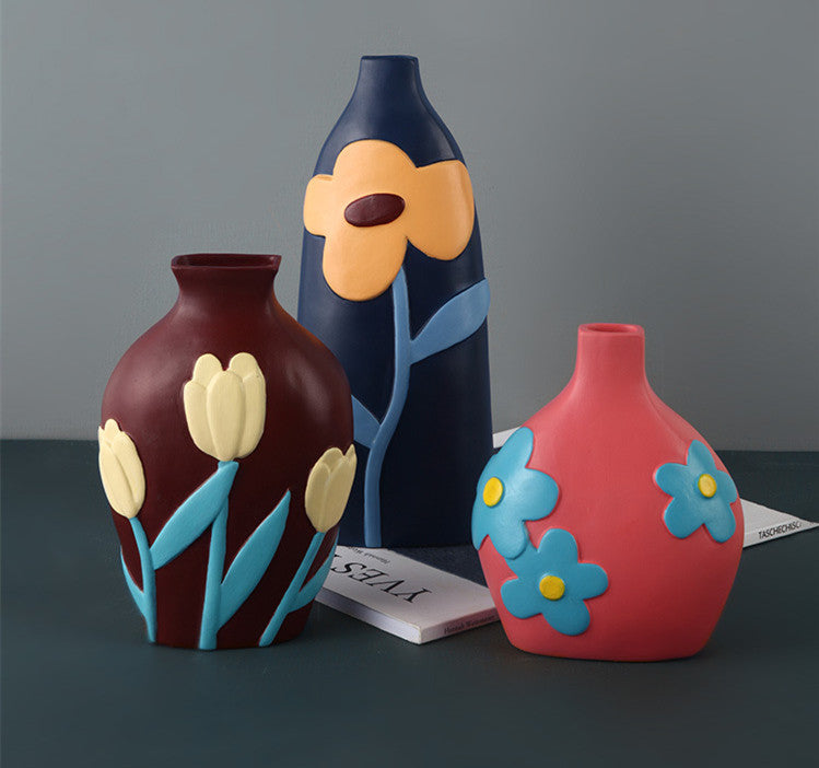 Retro Style Creative Painted Ceramic Vase Decoration