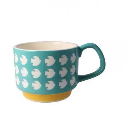 Ceramic Color Retro Underglaze Flower Nordic Coffee Cup Water Cup Stacked Cup Milk Cup