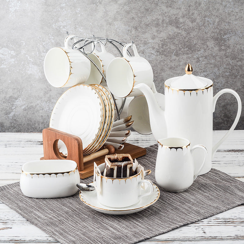 European-style 15-head Coffee Cup Saucer And Kettle Set