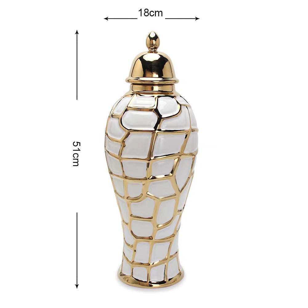 Ceramic Light Luxury Electroplating Vase Crafts Decoration