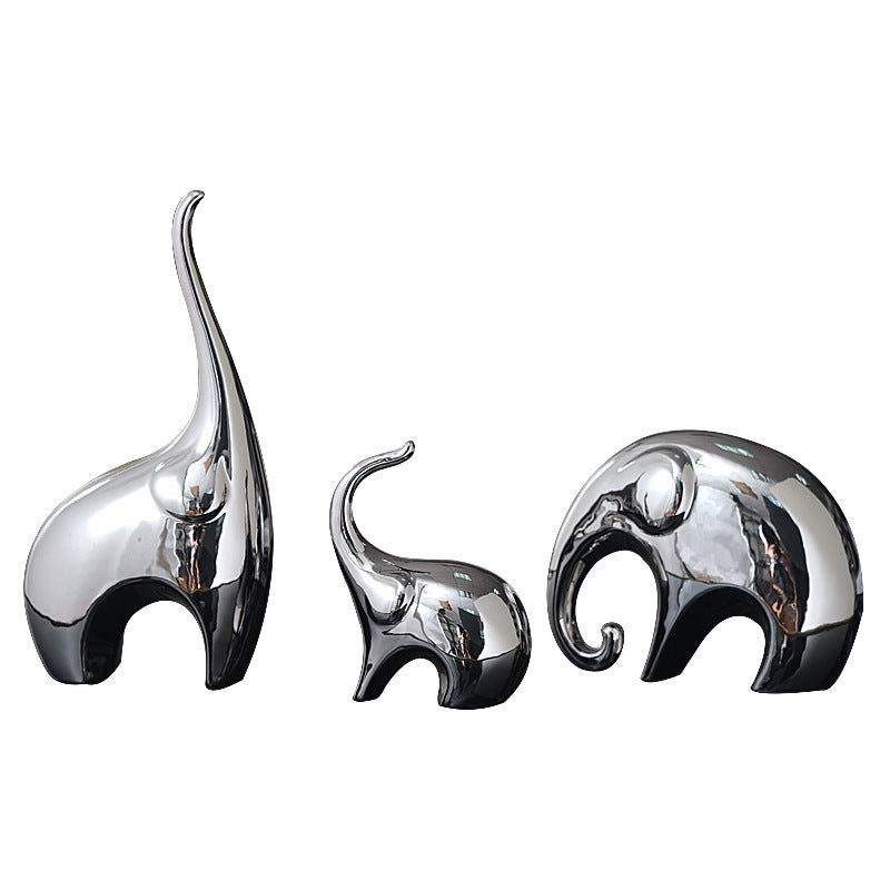 Modern Light Luxury Silver Electroplated Elephant Ornaments Soft Decoration