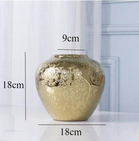 Ceramic Vase Golden Electroplating Light Luxury Living Room Soft Decoration