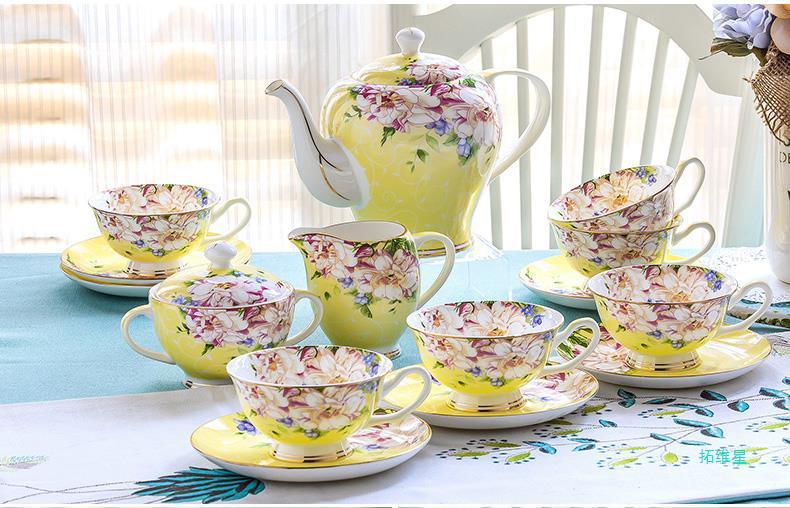 21piece-set Delicate Bone China Coffee Cup Set European