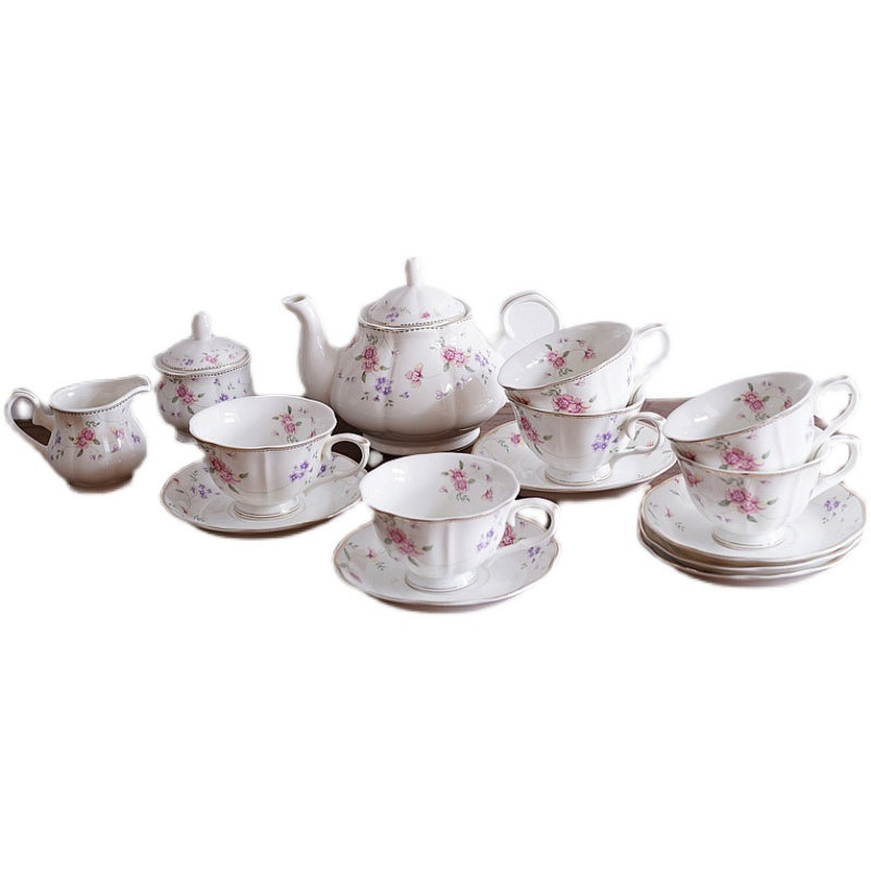 Ceramic Afternoon Tea Coffee Cup Set With Floral Gold Trim