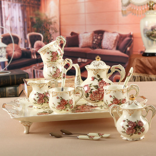 Gold European Elegant Coffee Cup And Saucer Set