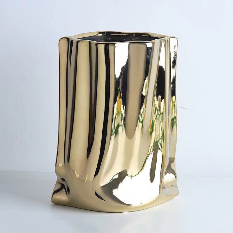 High-class Sense Of Light Luxury Ruffled Vase