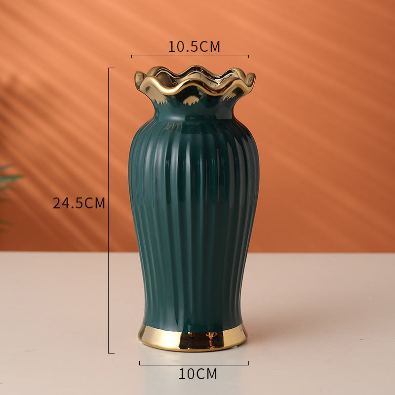 Ceramic Vase Anchor Gold Lotus Leaf