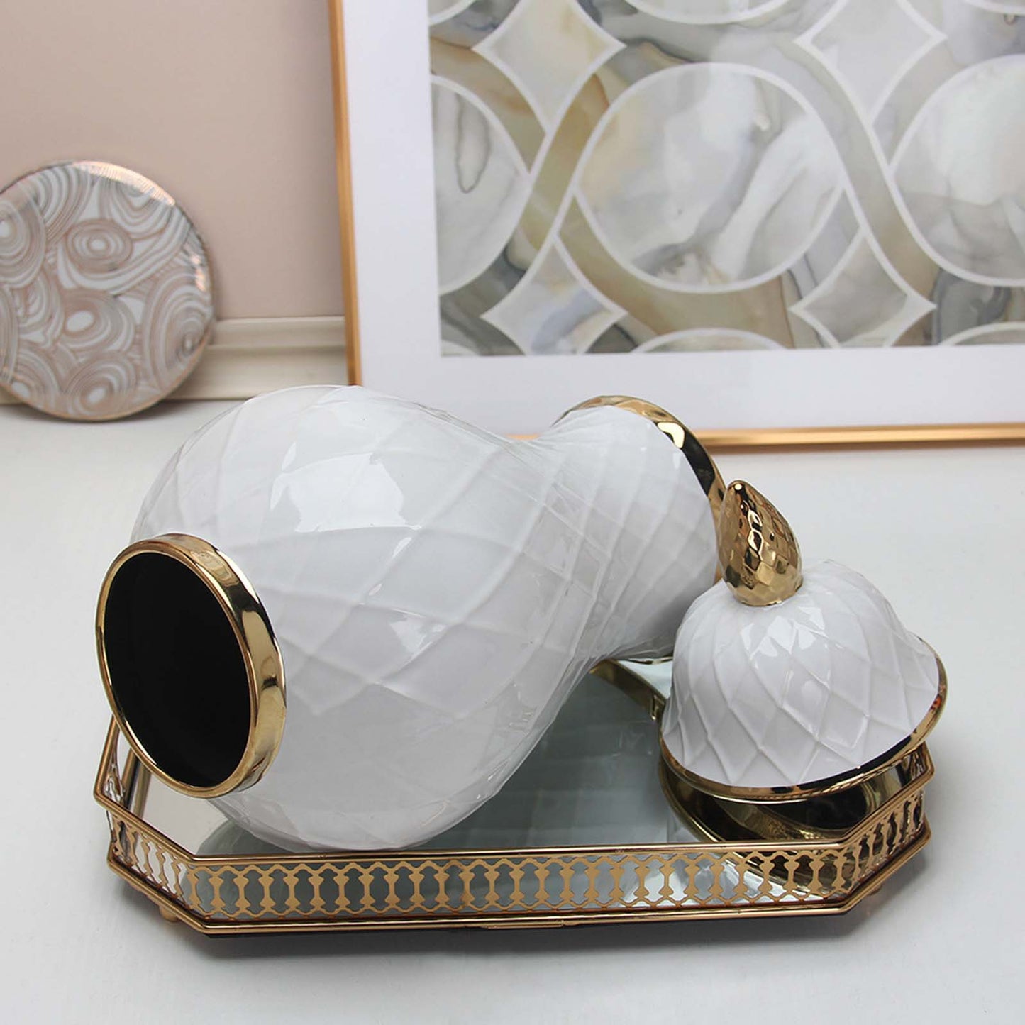 Light Luxury Ceramic Gold Vase Ornaments