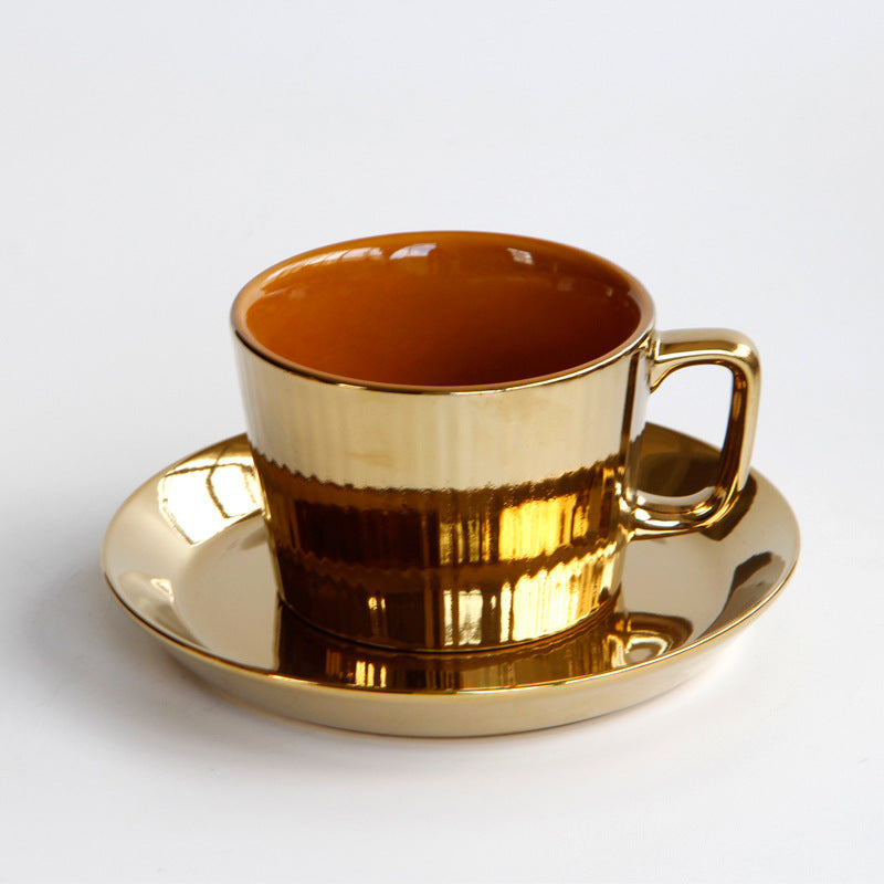 Plating Ceramic Coffee Cup With Saucer Set