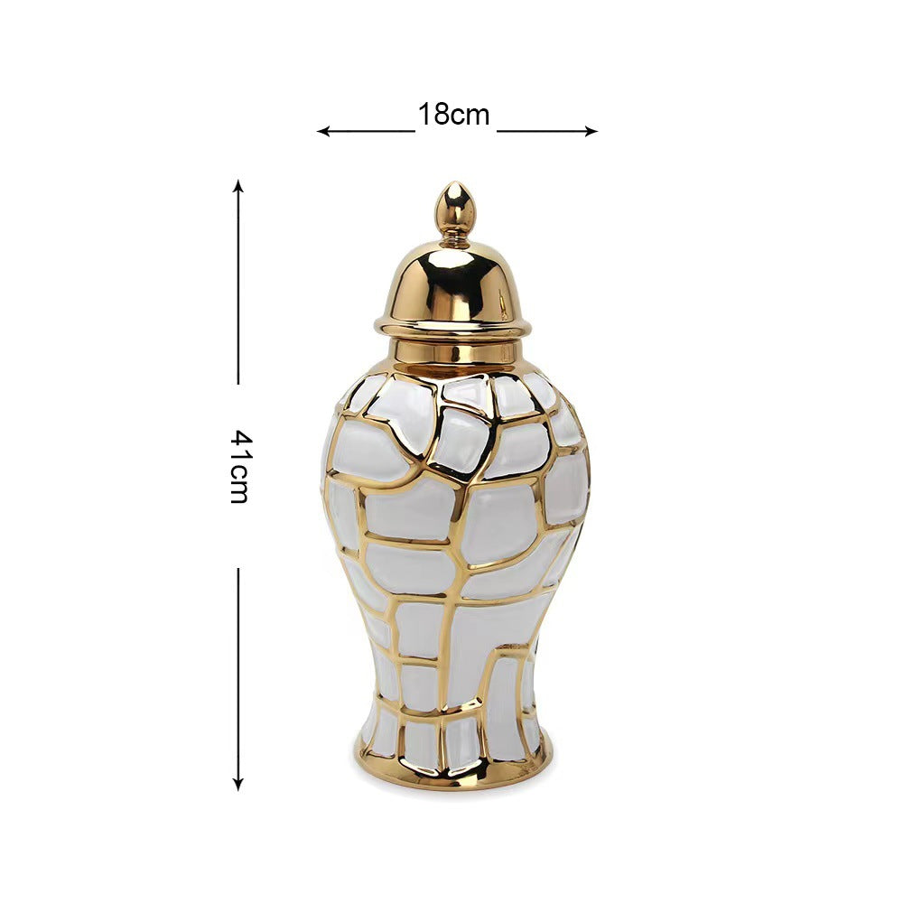 Ceramic Light Luxury Electroplating Vase Crafts Decoration