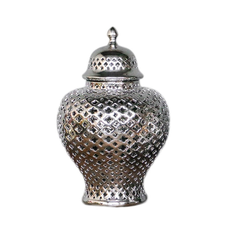 Gold-plated Silver-white Hollowed Out General Jar Decoration