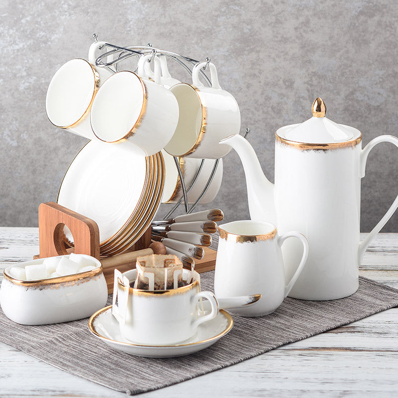 European-style 15-head Coffee Cup Saucer And Kettle Set